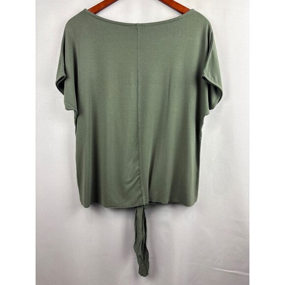 Women’s Mystyle Size 2 Army Green Short Sleeve Shirt with Tieknot - Picture 3 of 5